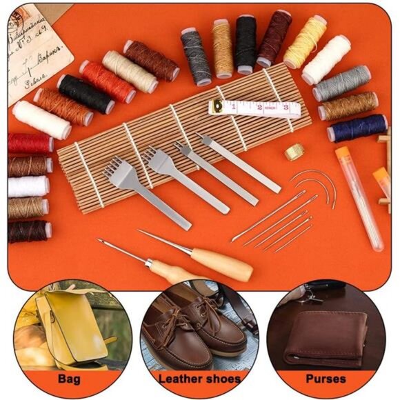 51 Pcs Leather Working Tools, Leather Craft Hand Stitching Tools - Picture 7 of 8